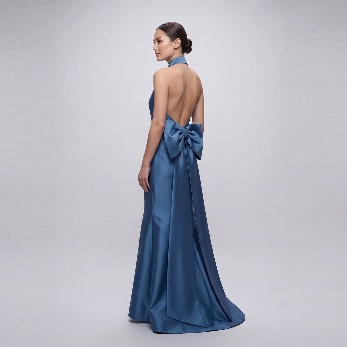 Scalloped Neck Back Bow Gown