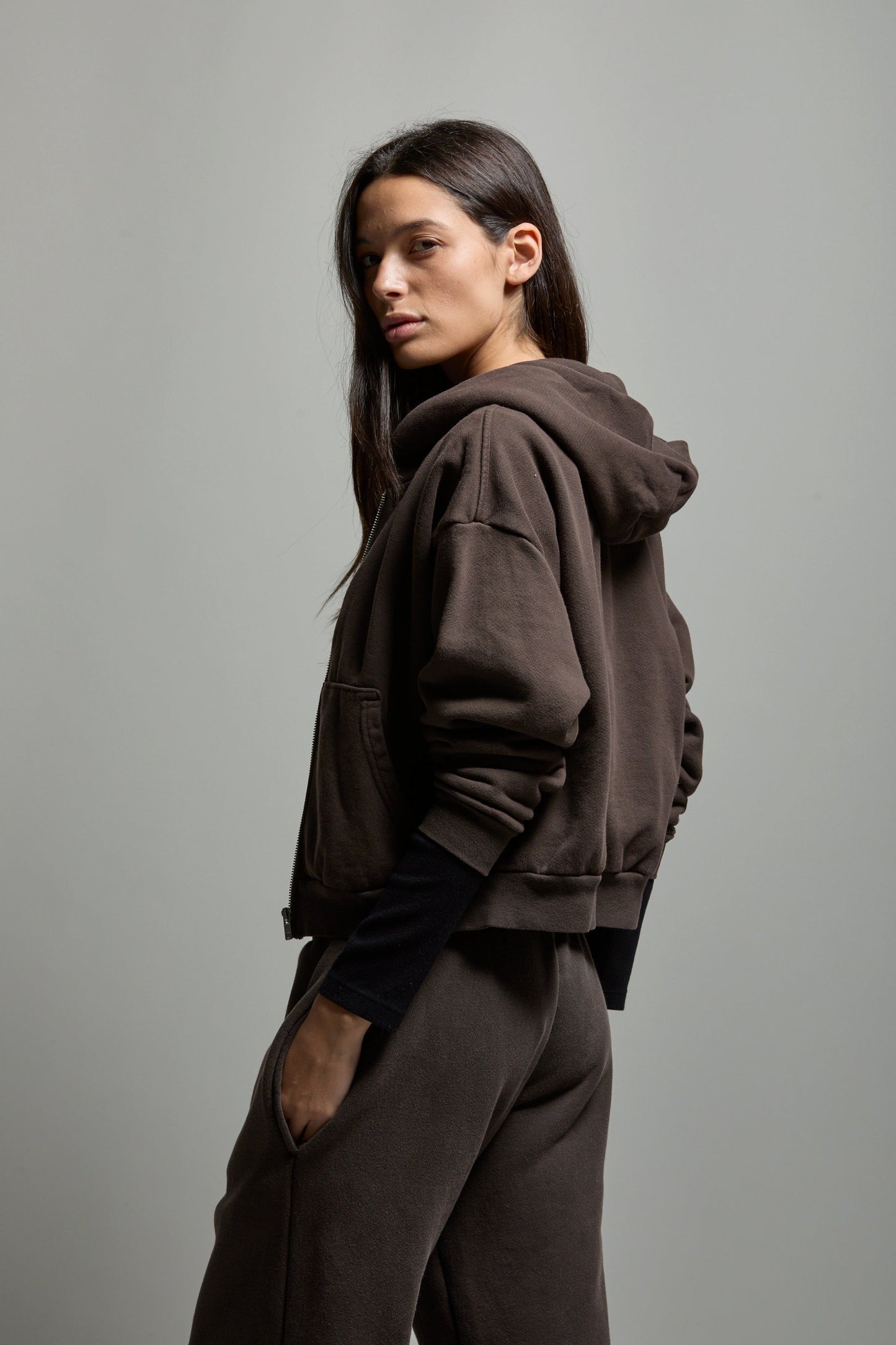 Rosie Cropped Zip-Up Hoodie