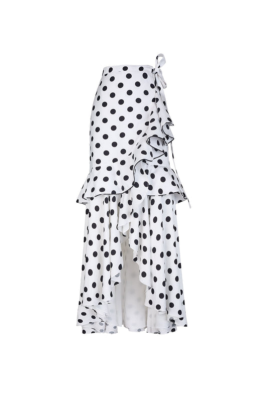 COSTANERA SKIRT IN WHITE POLKA DOTS