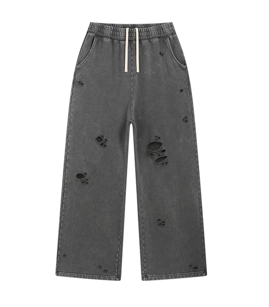 CHARCOAL DESTROYED SWEATPANTS