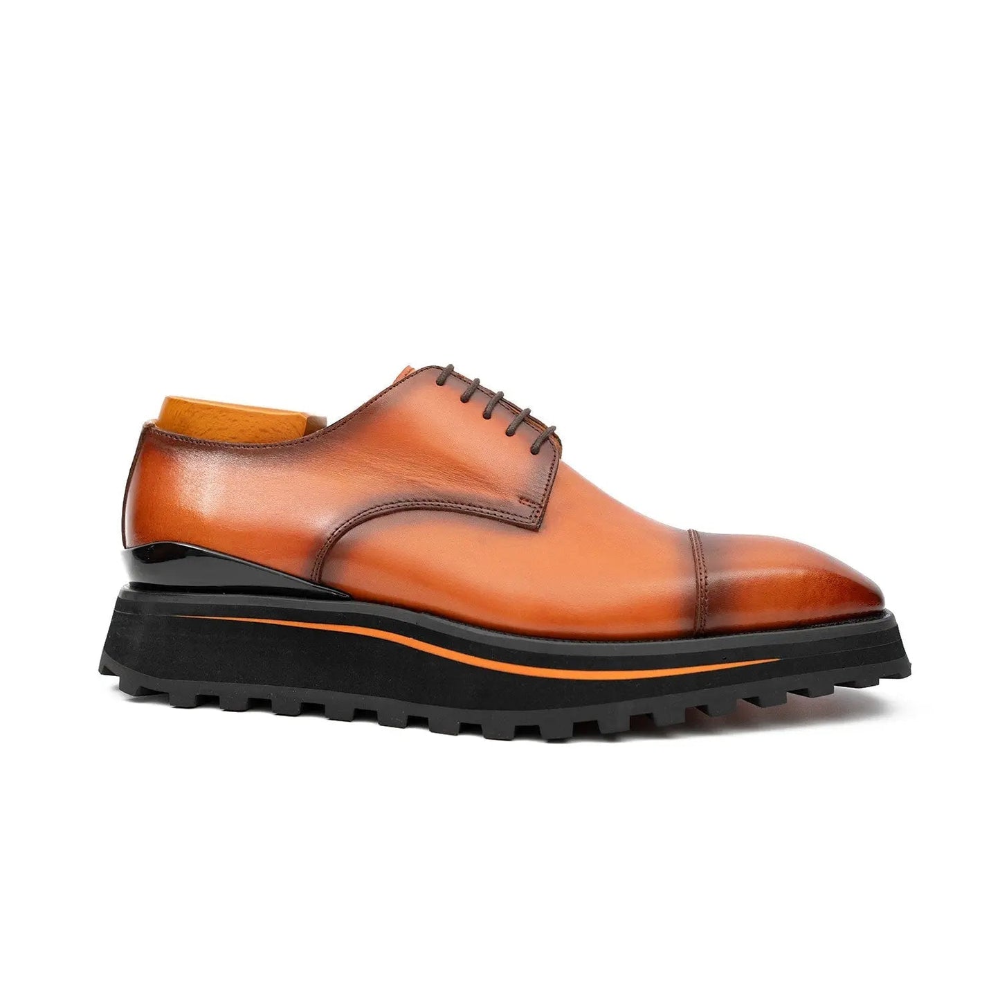 Calf leather dress three quarters derby shoes Brown