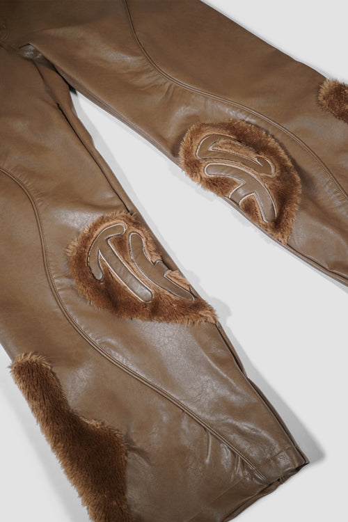 Faux Fur Vegan Leather Double Jeans