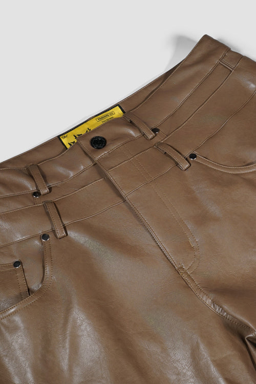 Faux Fur Vegan Leather Double Jeans