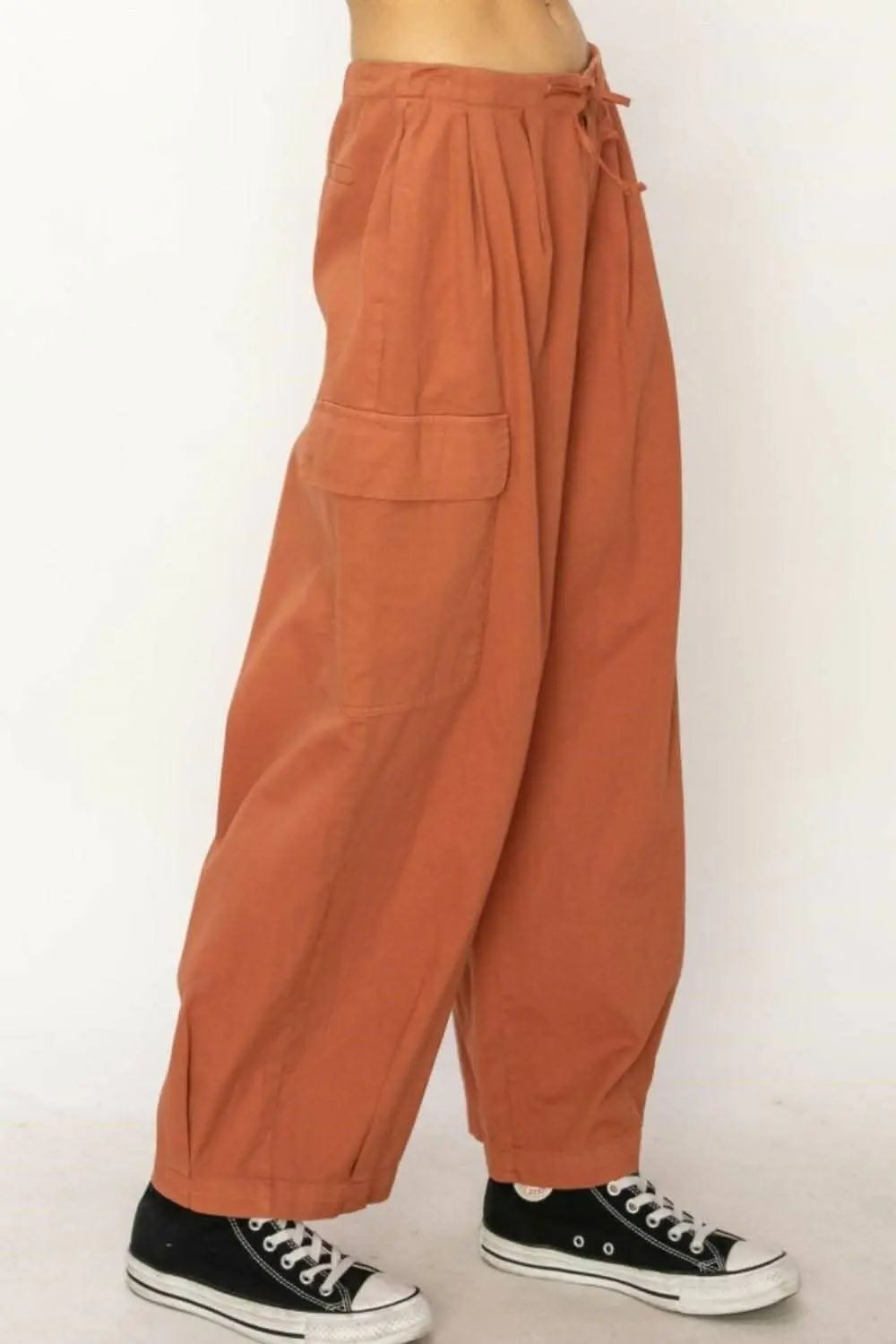Cargo Pants - Drawstring Wide Leg - Chic Style