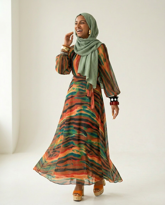 Vibrant Sparkle Printed Kaftan