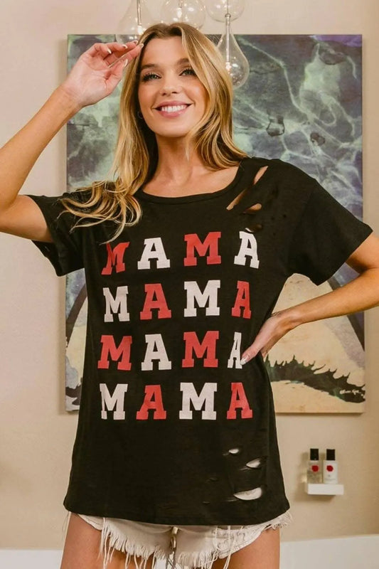 Women's Top - Motherhood Celebration Graphic - Distressed Style