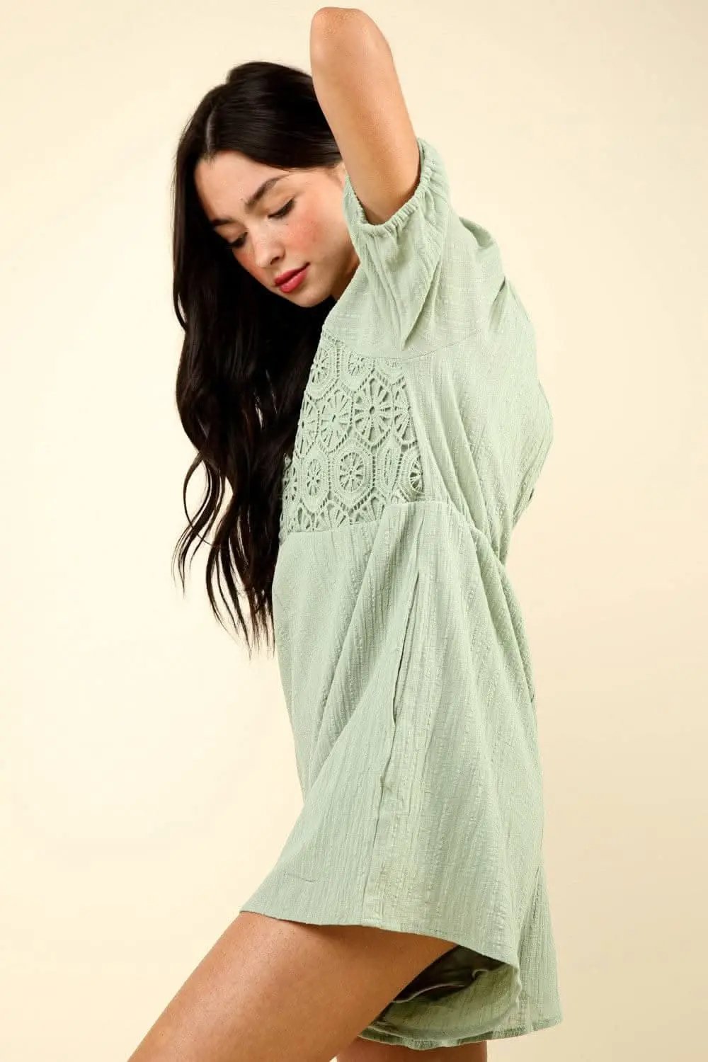 Trendsi Lace Romper Women's Casual Cute Pockets Jumpsuit