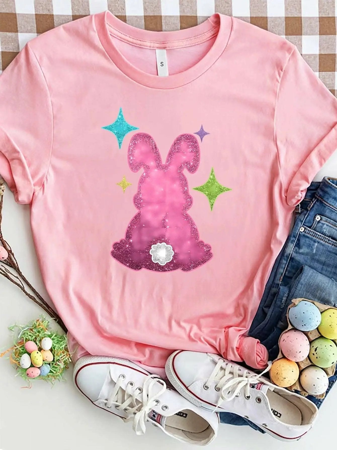 Trendsi Graphic - Charming rabbit print tee for women