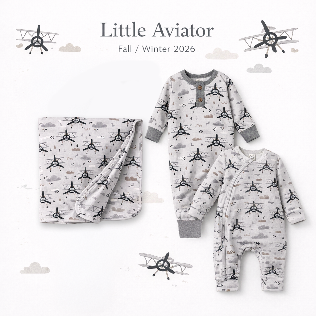 Airplane Zipper Romper -  Bamboo Baby Footie Outfit