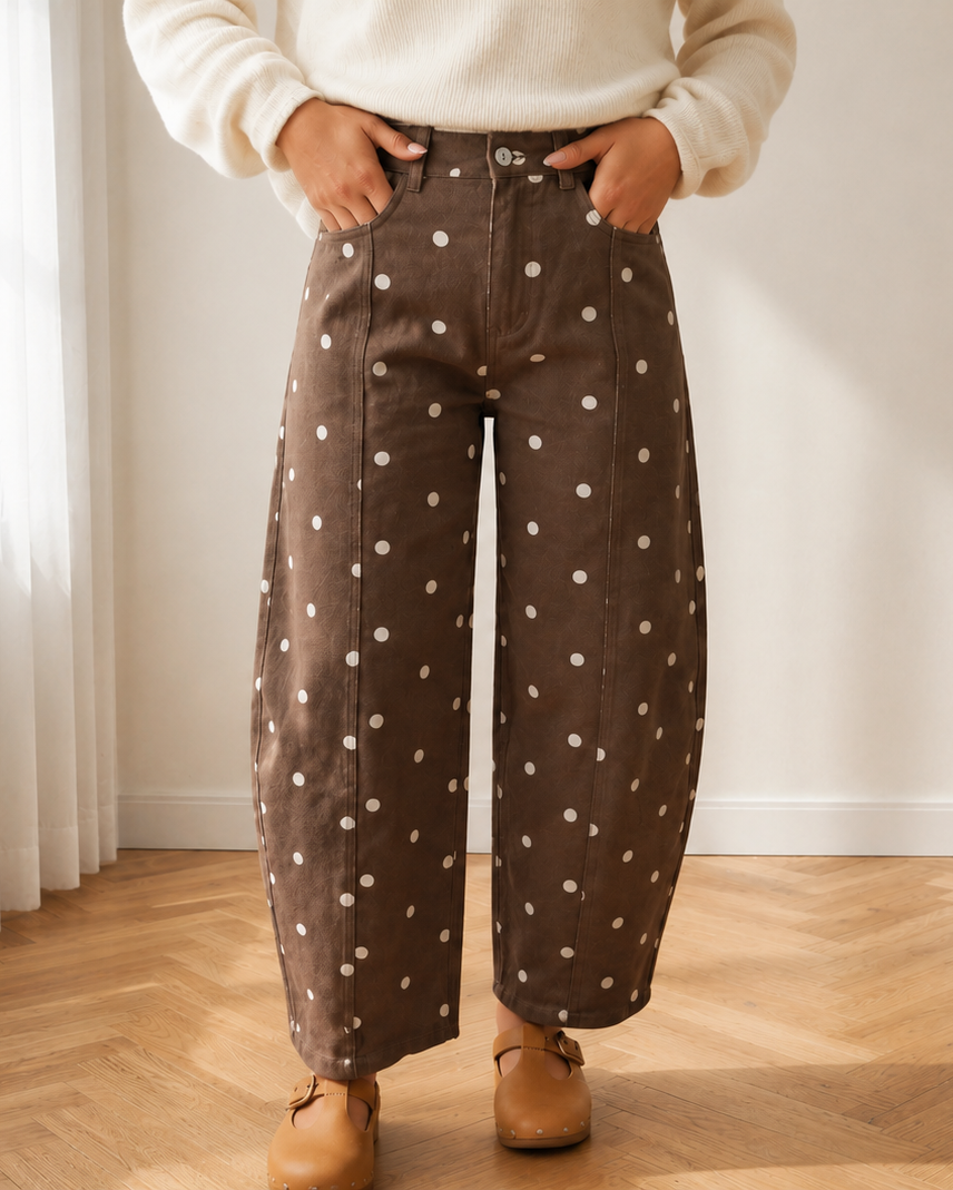 Dallas Polka Dot Print Barrel Jeans