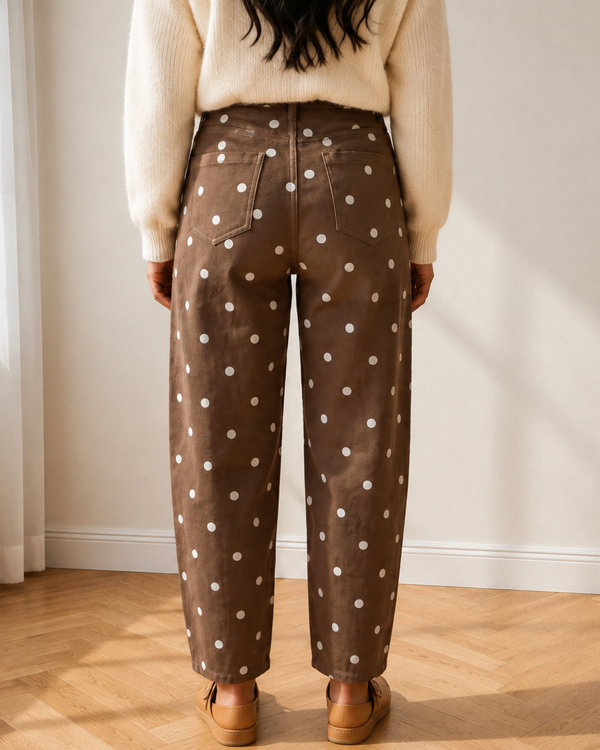Dallas Polka Dot Print Barrel Jeans
