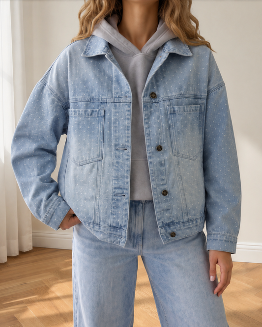 Polka Dot Denim Jacket