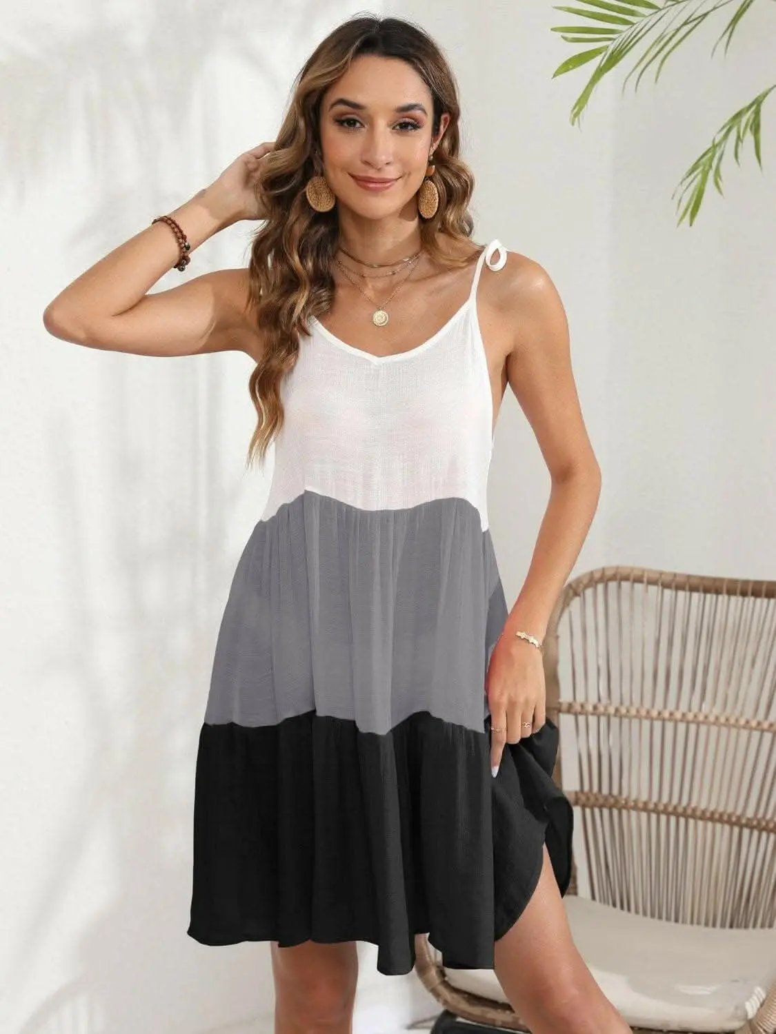 Trendsi swimwear - Chic Color Block Beach Dress