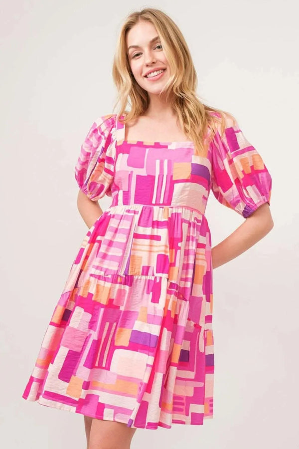 Trendsi Color Block Dress Women's Fashion Statement Sleeves Chic Dress