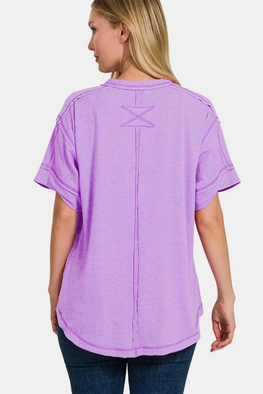 Trendsi Shorts - Chic Edge Exposed Seam Button-Up Tee