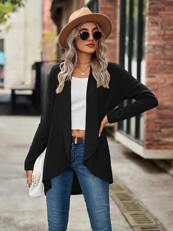 Trendsi Chic Long Sleeve Cardigan - Opaque