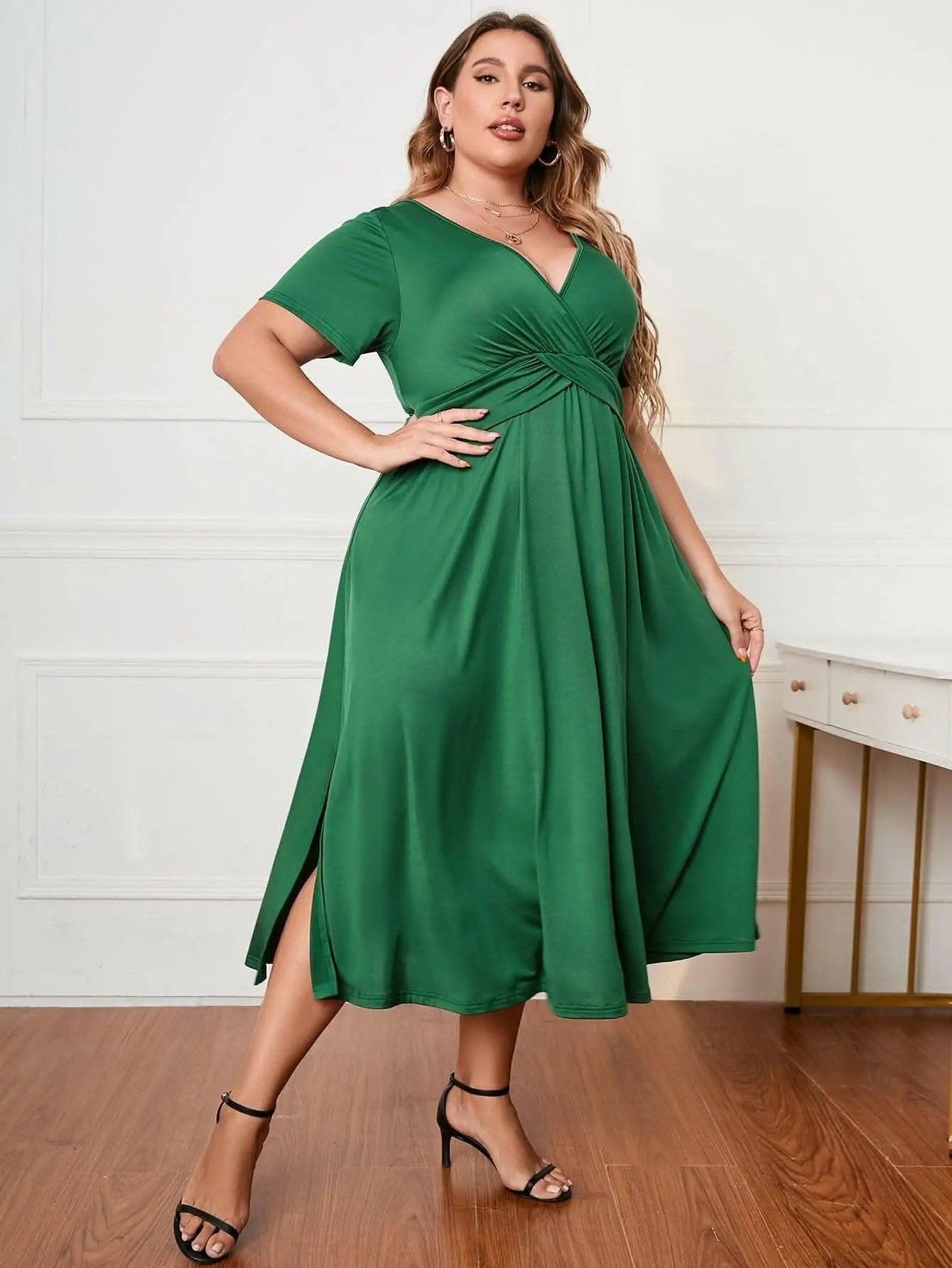 Trendsi Plus Size Midi Dress Women's Fashionable & Chic Dress