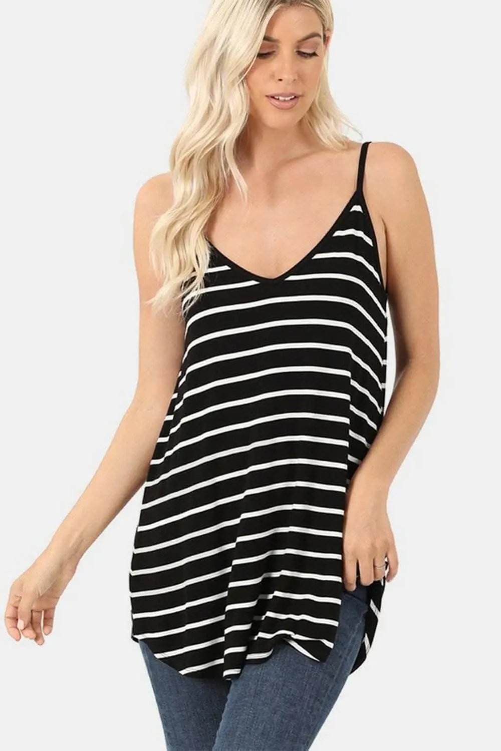 Top - Striped Sleeveless V-Neck - Chic
