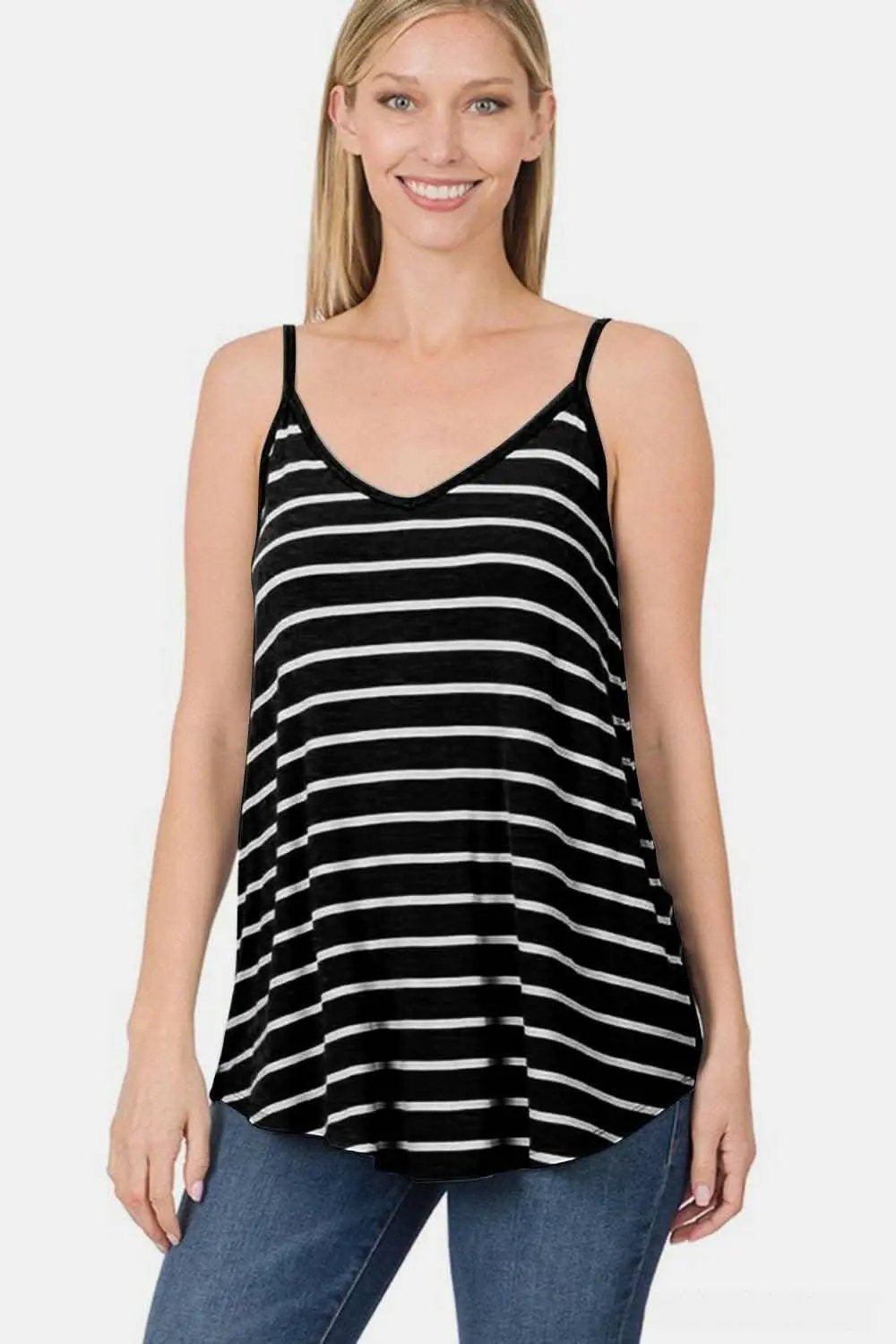 Top - Striped Sleeveless V-Neck - Chic