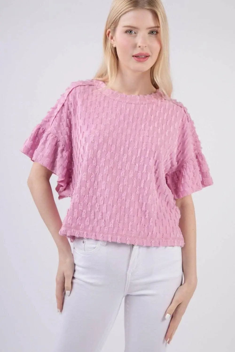 Top - Textured Ruffle-Sleeve - Chic