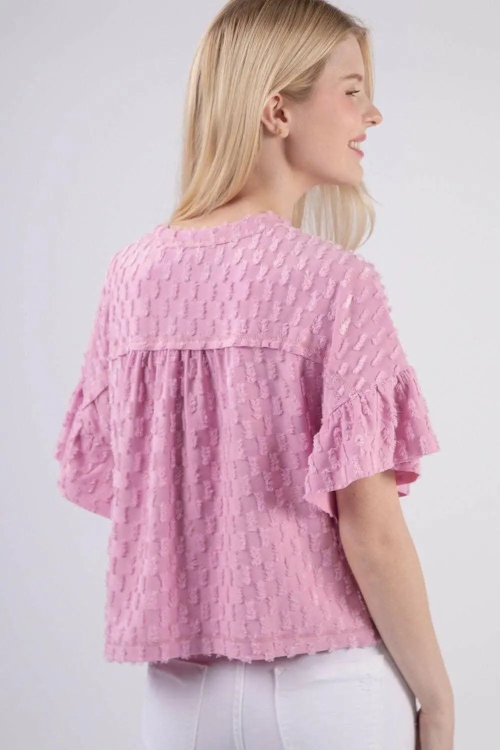 Top - Textured Ruffle-Sleeve - Chic