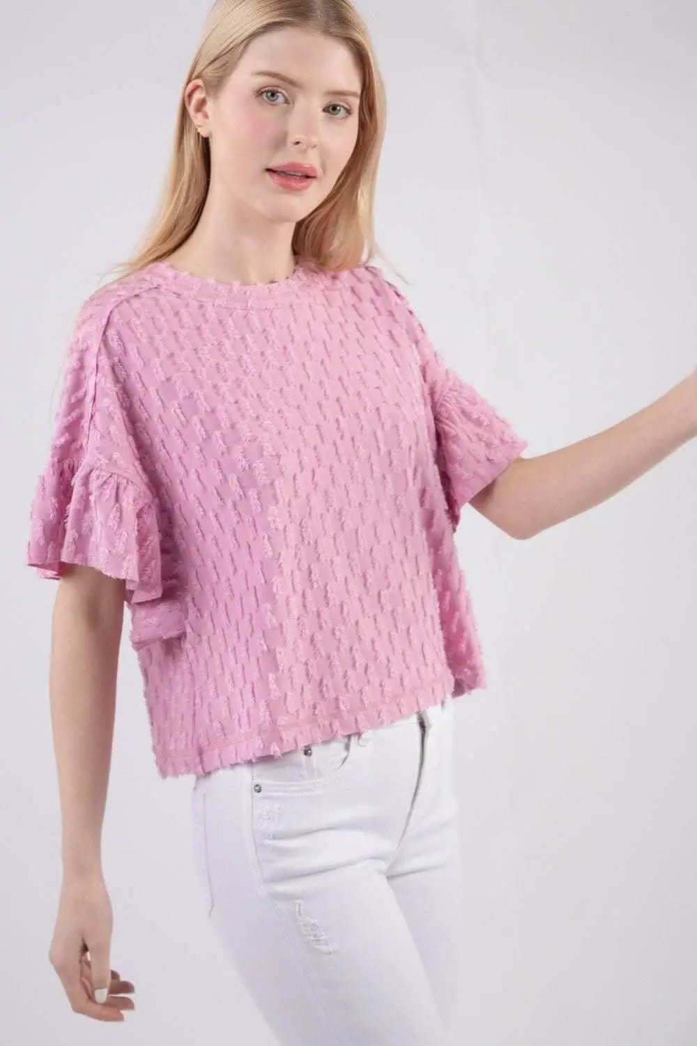 Top - Textured Ruffle-Sleeve - Chic