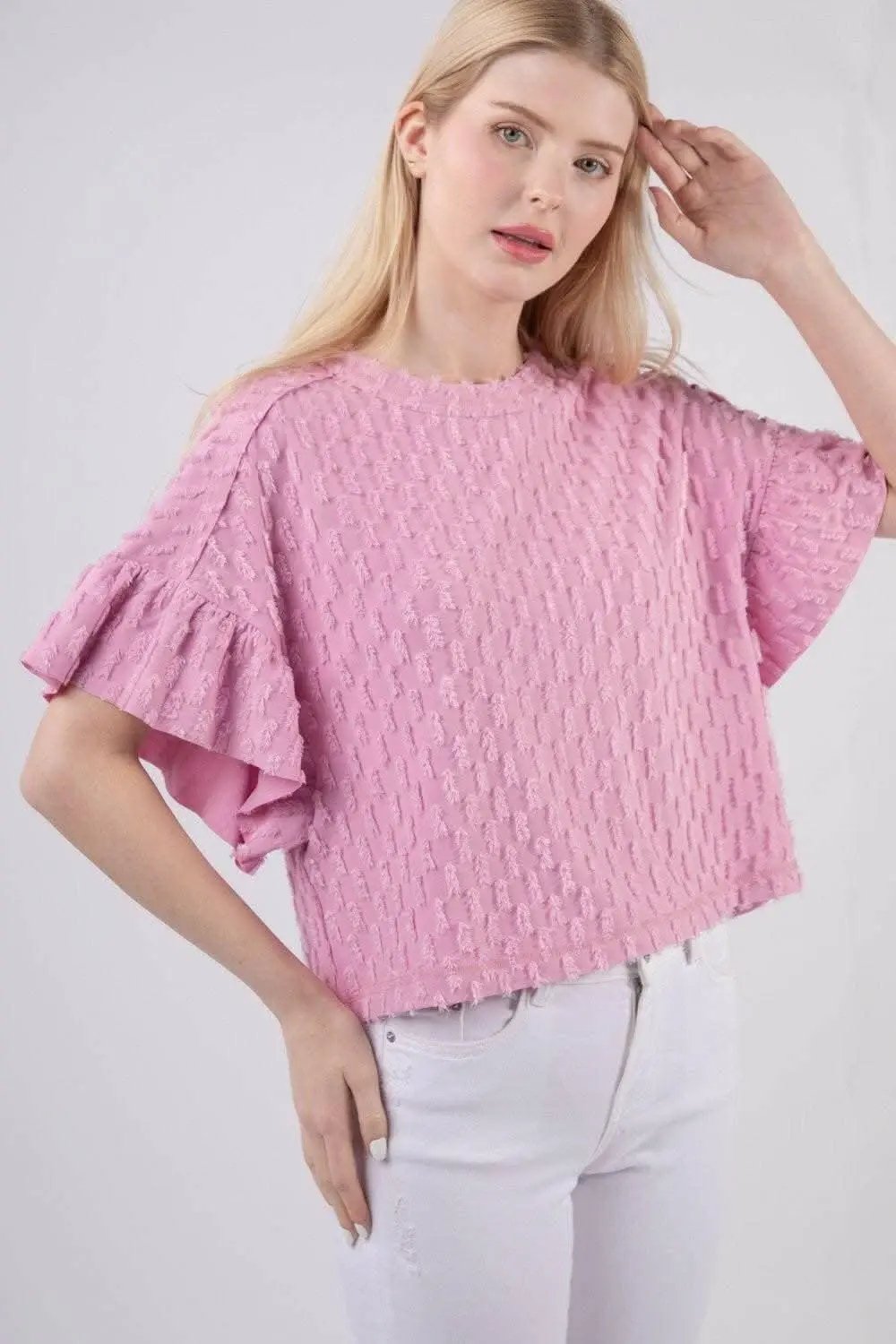 Top - Textured Ruffle-Sleeve - Chic