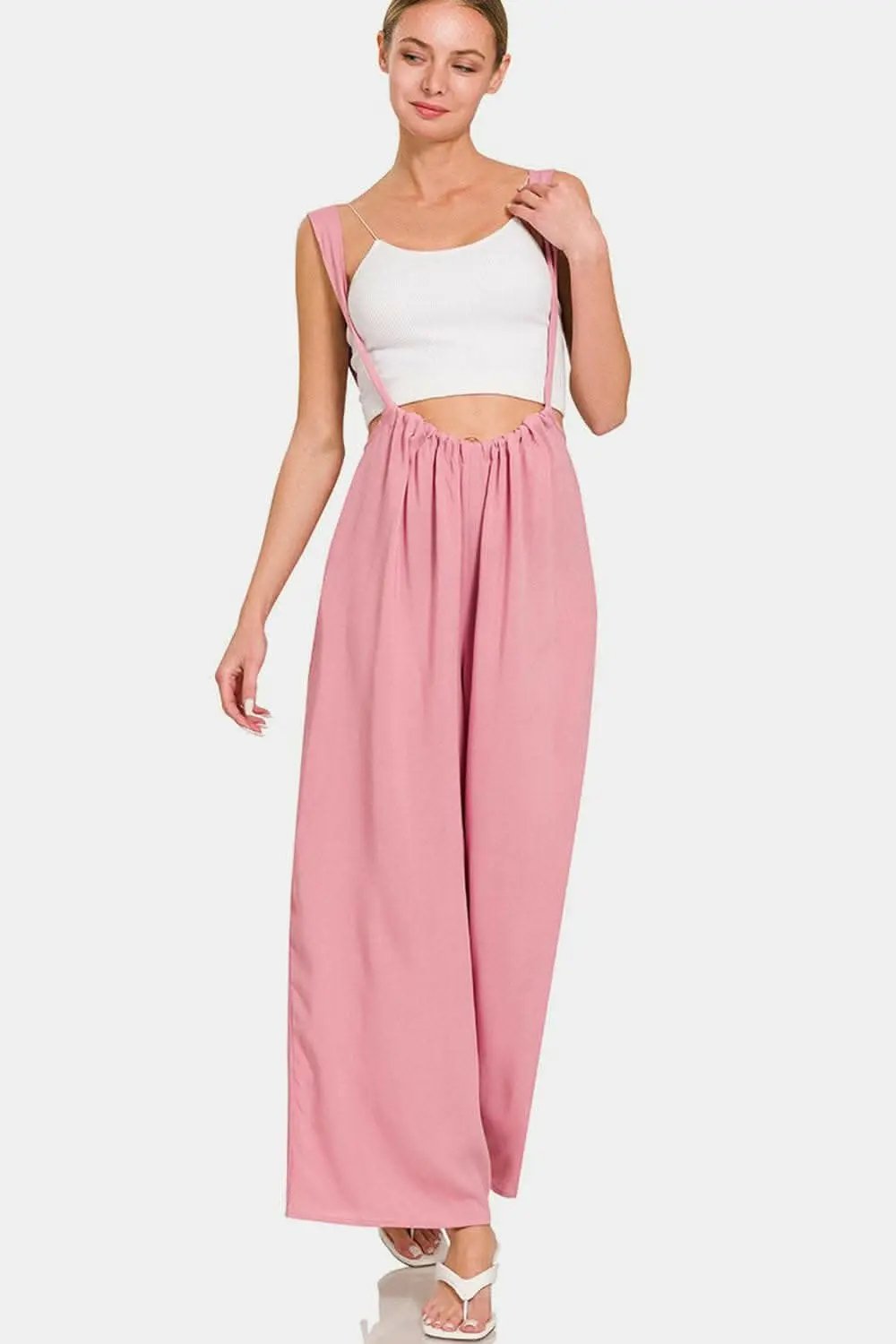 Trendsi TIKTOK - Chic Zenana wide leg overalls with pockets and ruched