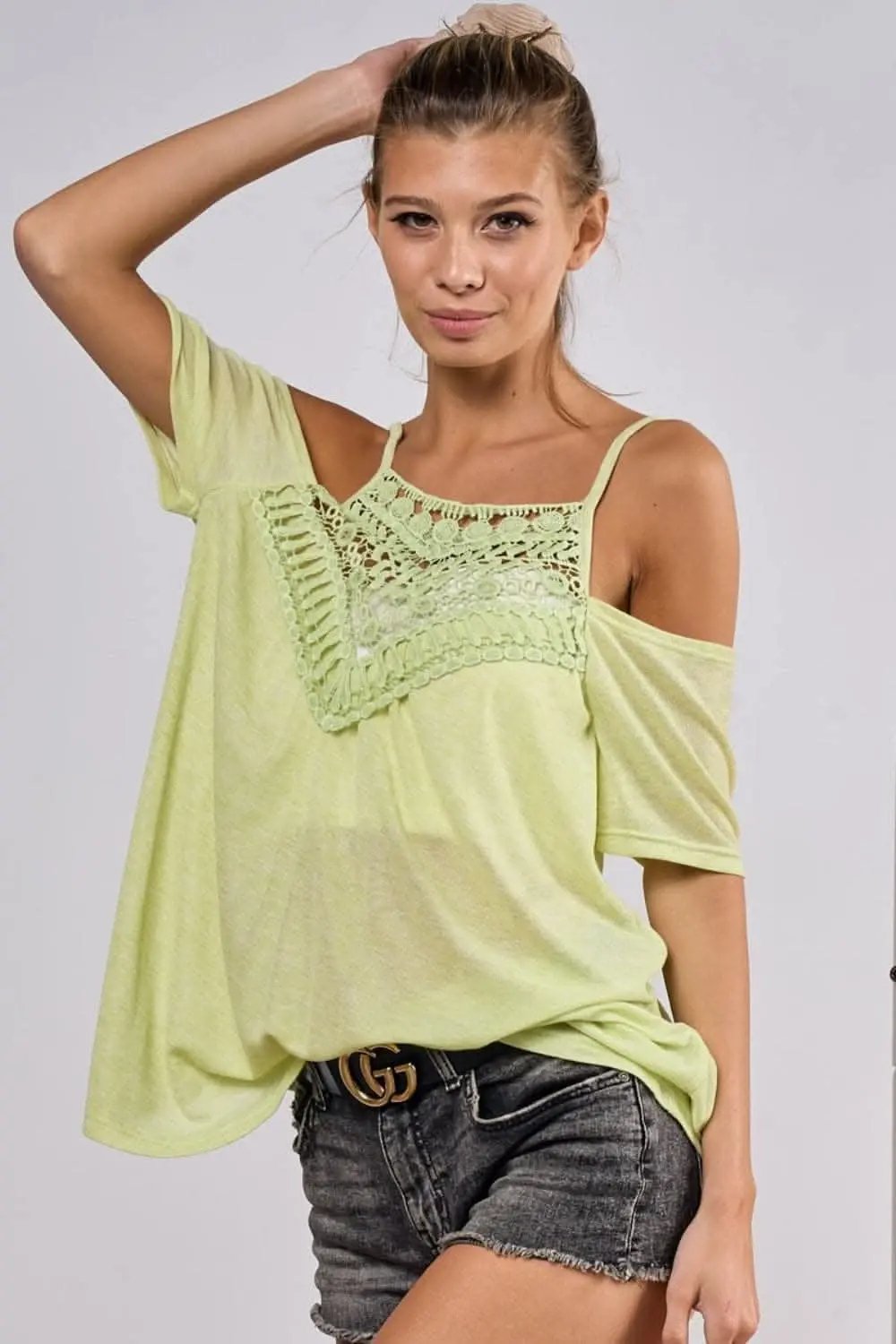 Trendsi Crochet Lace Top Women's Summer Casual T-Shirt Adjustable Straps