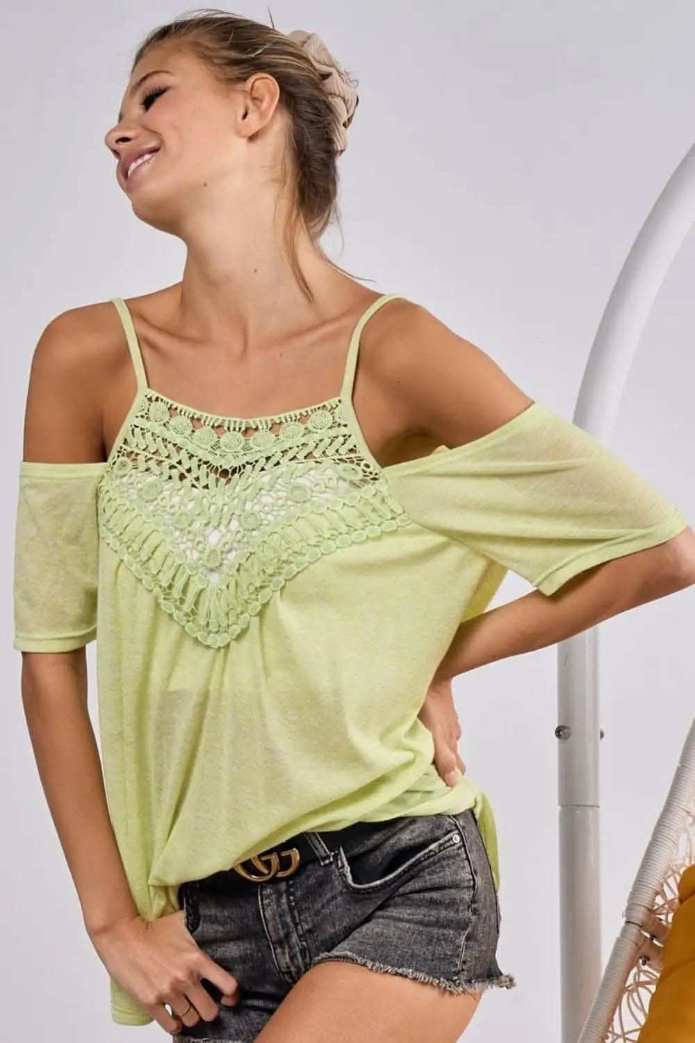 Trendsi Crochet Lace Top Women's Summer Casual T-Shirt Adjustable Straps