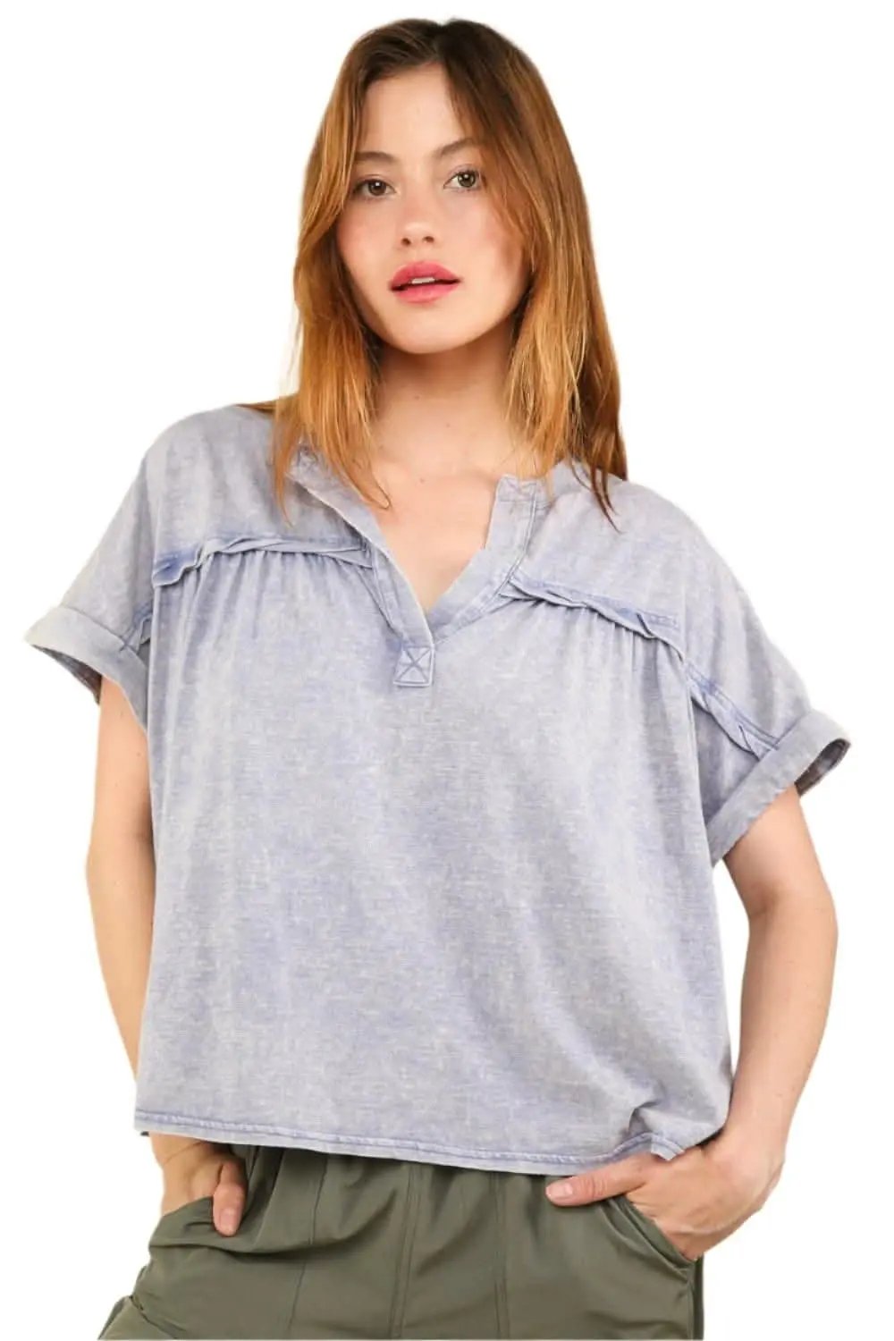 Trendsi Washed Tee Women's Everyday Casual Short Sleeve T-Shirt Soft & Chic