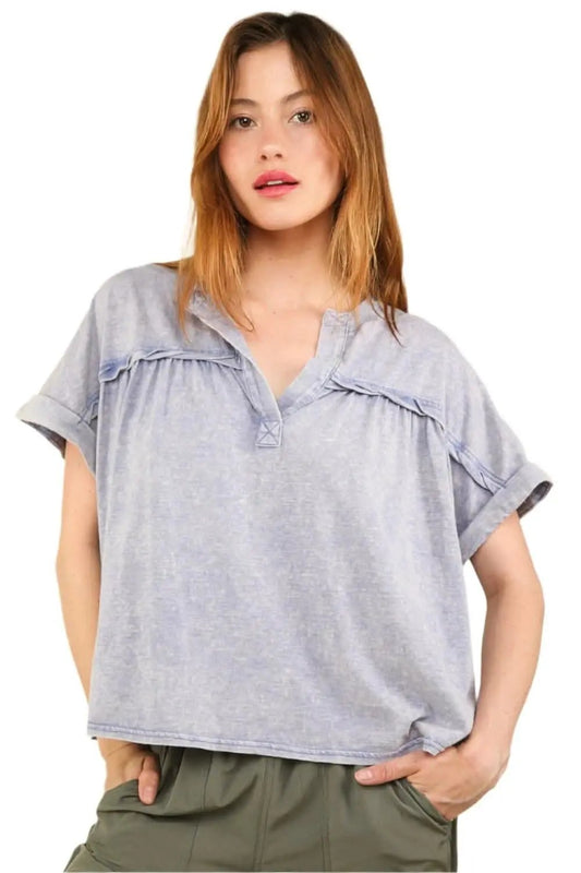 Trendsi Washed Tee Women's Everyday Casual Short Sleeve T-Shirt Soft & Chic
