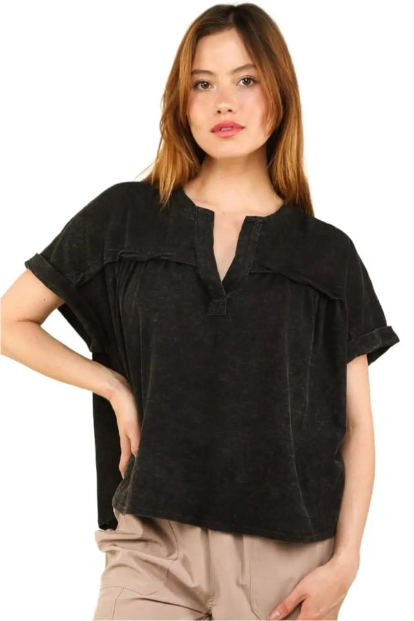 Trendsi Washed Knit Tee Women's Everyday T-Shirt Chic & Casual