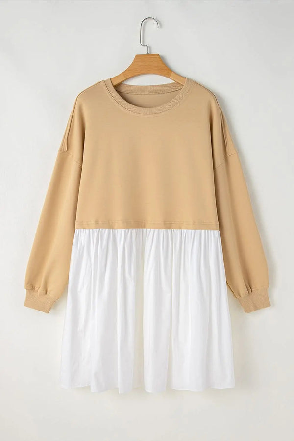 Love Salve Apricot Mini Dress Women's Daily Casual H-Line Colorblock Dress