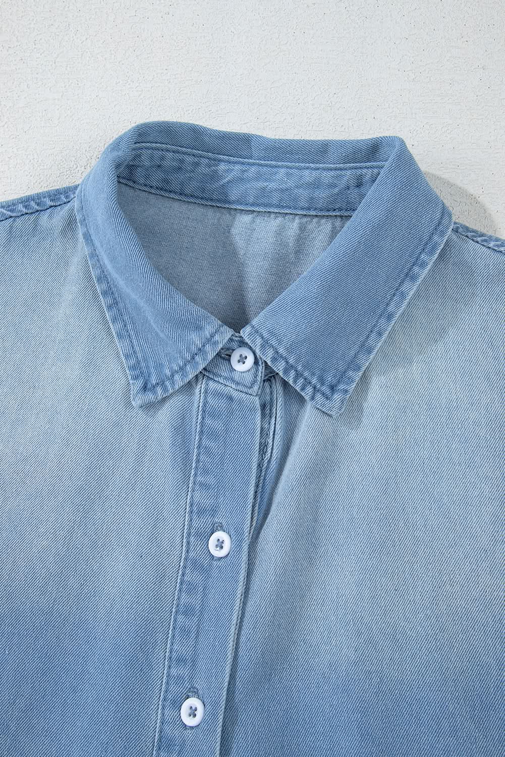 Denim Shirt Dress - H-Line - Casual Chic Blue