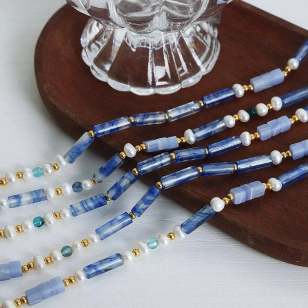 Blue Chalcedony Necklace - Chic Pendant - Elegant Style