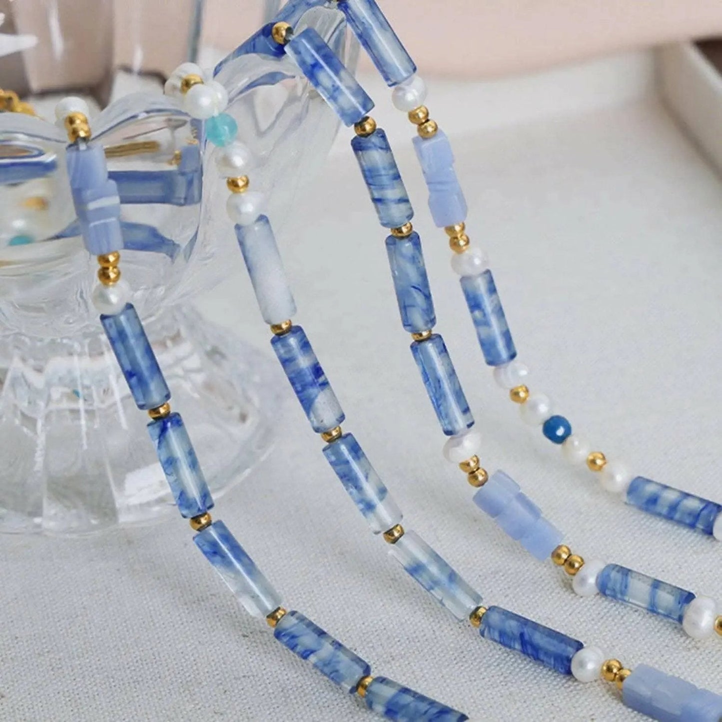 Blue Chalcedony Necklace - Chic Pendant - Elegant Style