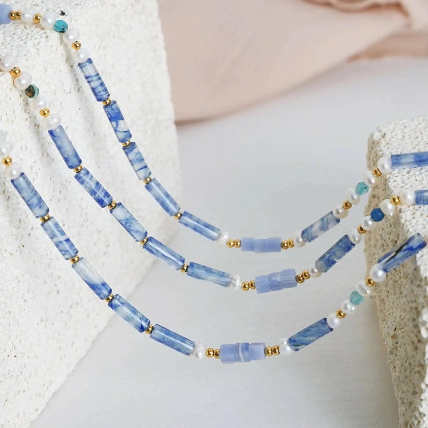 Blue Chalcedony Necklace - Chic Pendant - Elegant Style