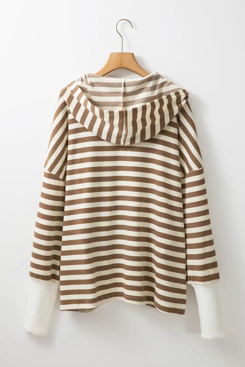 Love Salve Brown Striped Plus Size Women's Hoodie Casual Winter Top Soft & Stylish