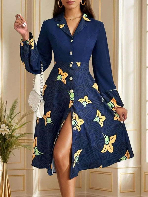 Trendsi Chic collared long sleeve dress