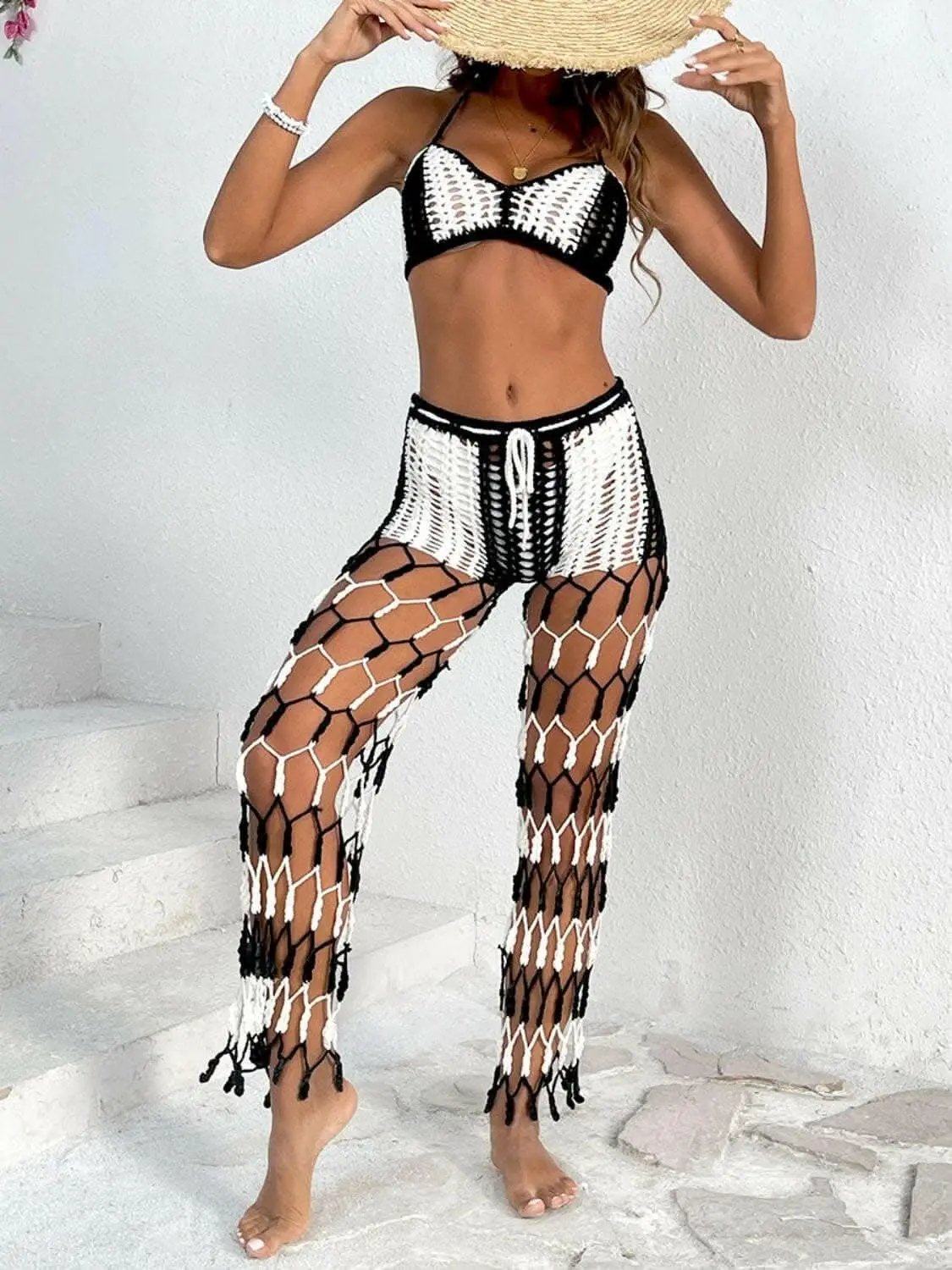 Trendsi Cutout Halter Swimwear Women's Beach Pants Set - Chic & Trendy