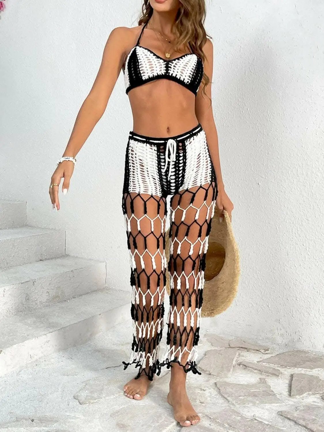 Trendsi Cutout Halter Swimwear Women's Beach Pants Set - Chic & Trendy