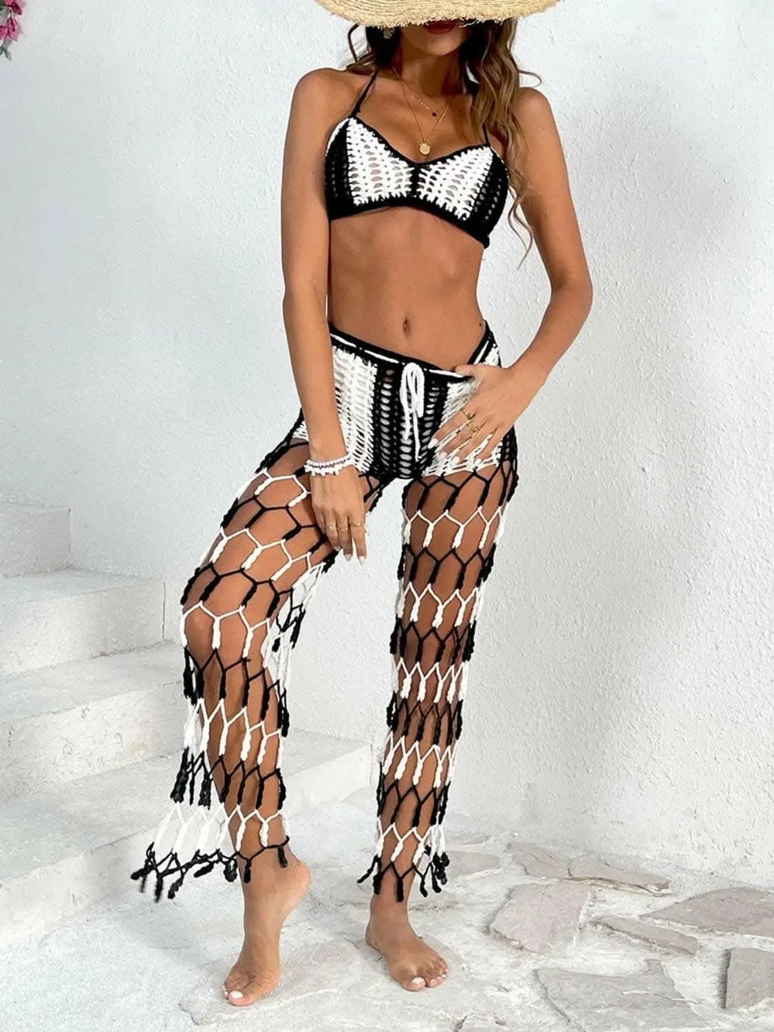Trendsi Cutout Halter Swimwear Women's Beach Pants Set - Chic & Trendy