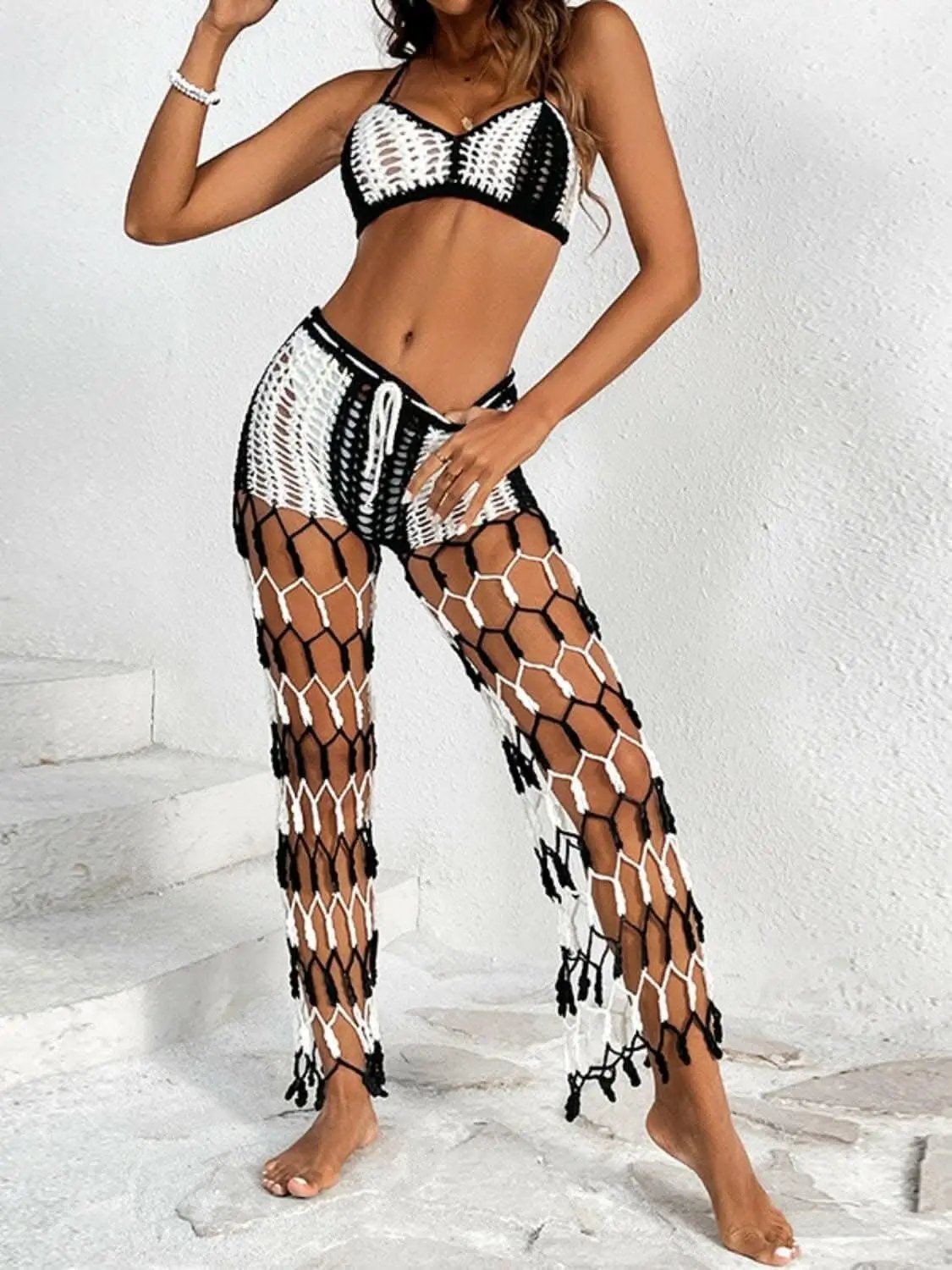 Trendsi Cutout Halter Swimwear Women's Beach Pants Set - Chic & Trendy