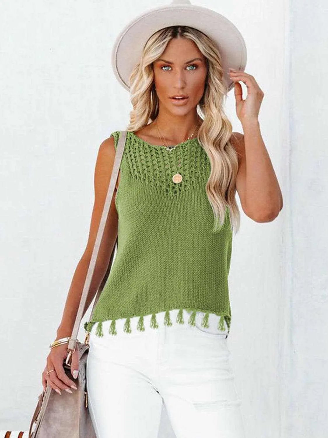 Trendsi just arrived - Chic cutout tank with tassels