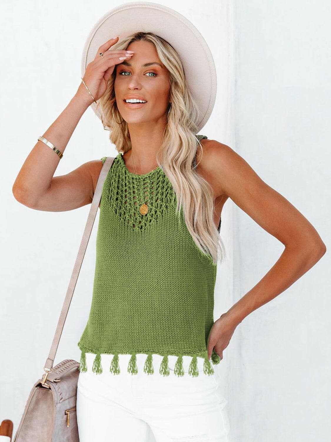 Trendsi just arrived - Chic cutout tank with tassels