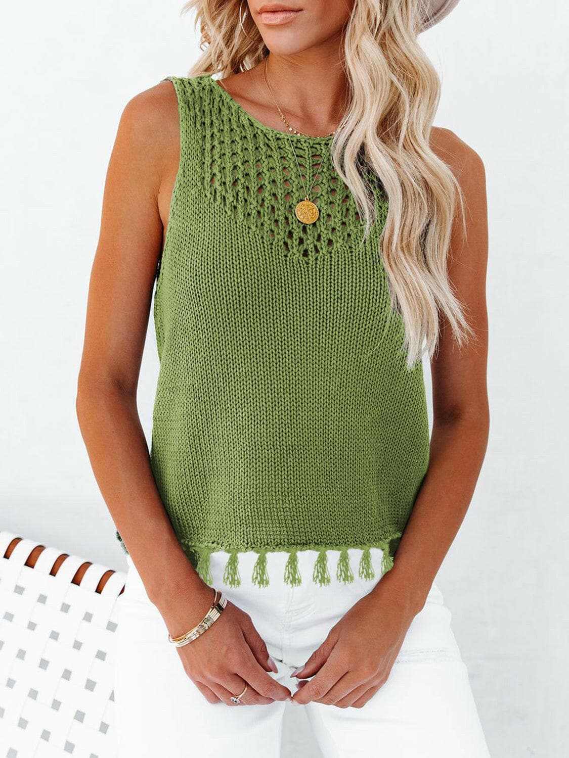 Trendsi just arrived - Chic cutout tank with tassels