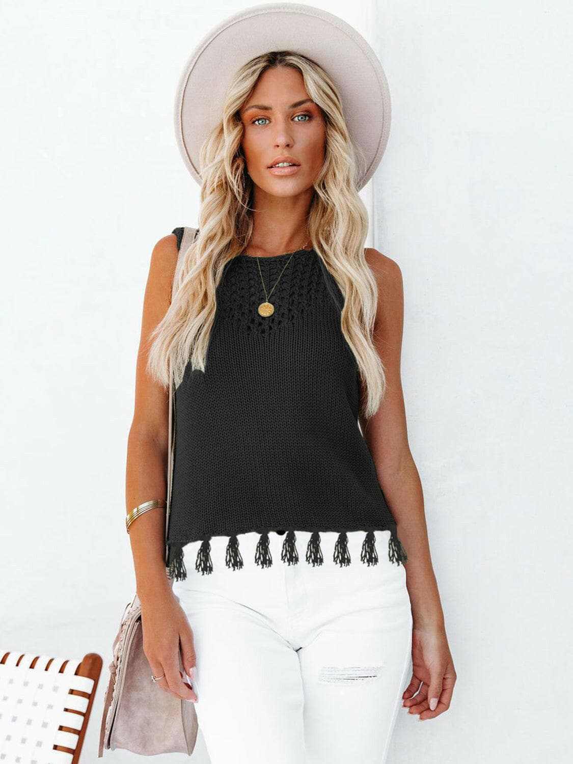 Trendsi just arrived - Chic cutout tank with tassels