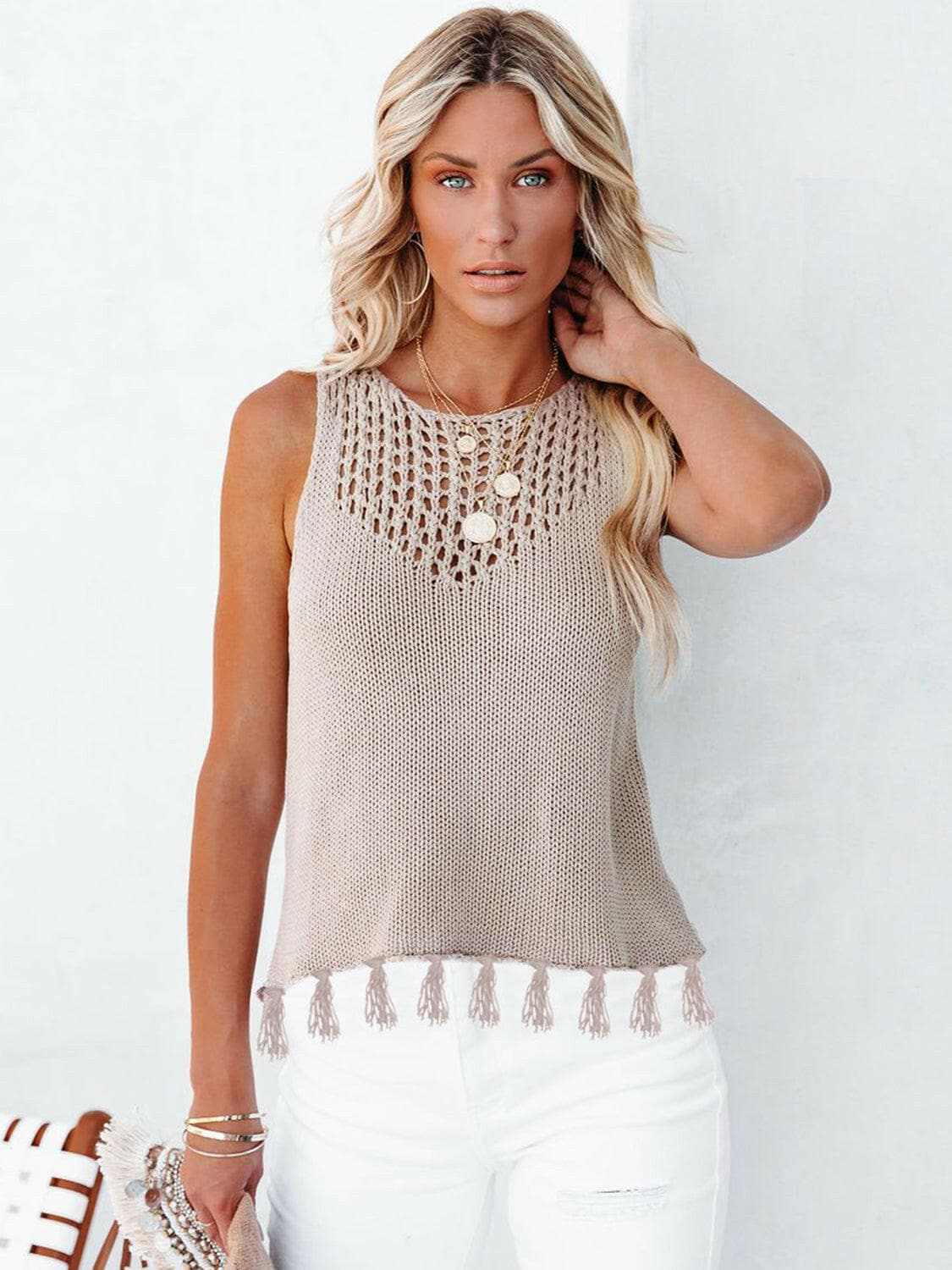 Trendsi just arrived - Chic cutout tank with tassels