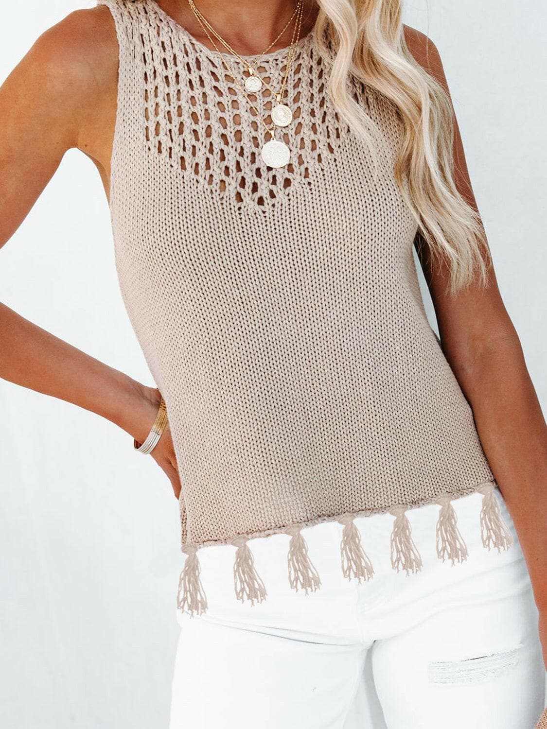 Trendsi just arrived - Chic cutout tank with tassels